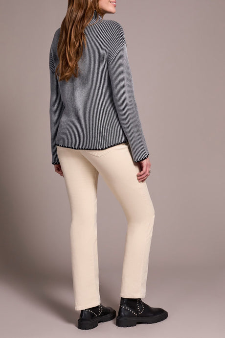 Tribal Women's Long Sleeve Funnel Neck Sweater - Grey Mix