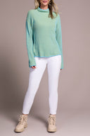 Tribal Women's Long Sleeve Funnel Neck Sweater - Mist Blue