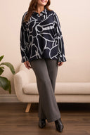 Tribal Women's Long Sleeve Henley Top Plus - Grey Mix