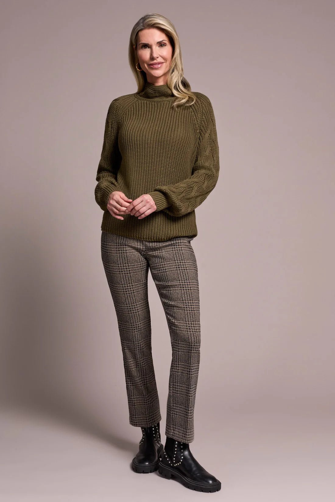 Tribal Women's Long Sleeve Mock Neck Cable Sweater - A&M Clothing & Shoes - Westlock