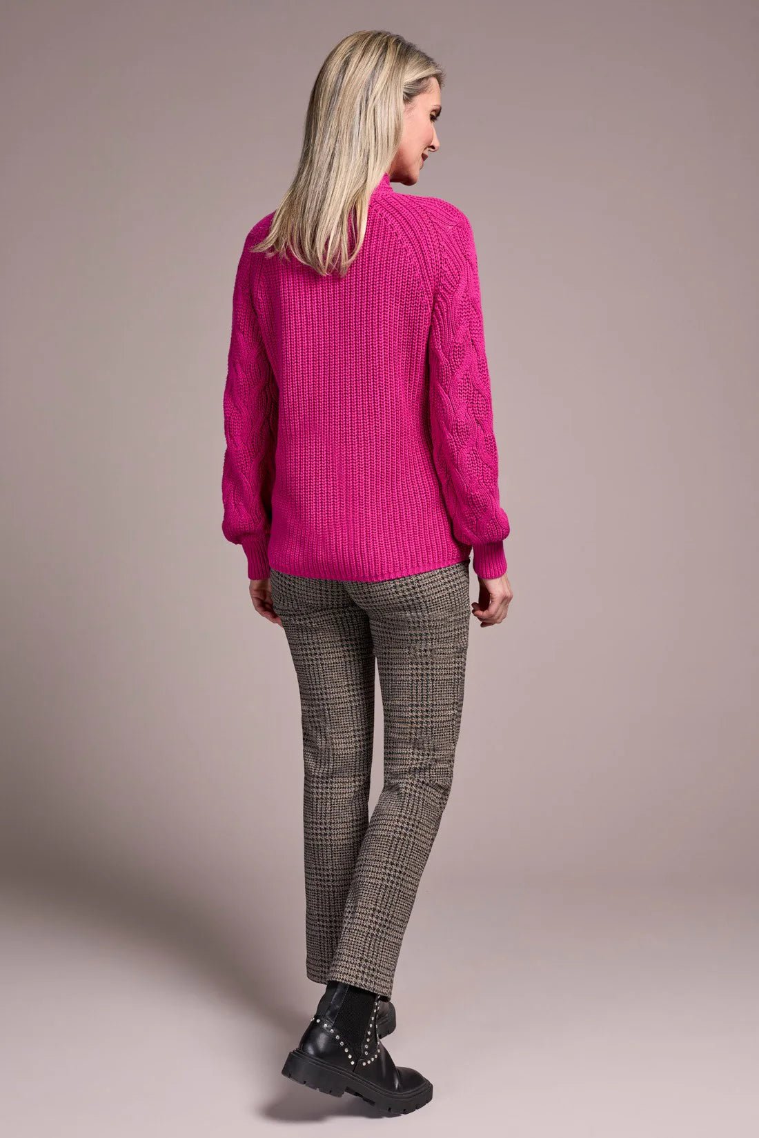 Tribal Women's Long Sleeve Mock Neck Cable Sweater - A&M Clothing & Shoes - Westlock
