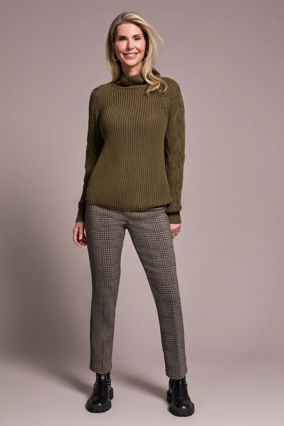 Tribal Women's Long Sleeve Mock Neck Cable Sweater - A&M Clothing & Shoes - Westlock