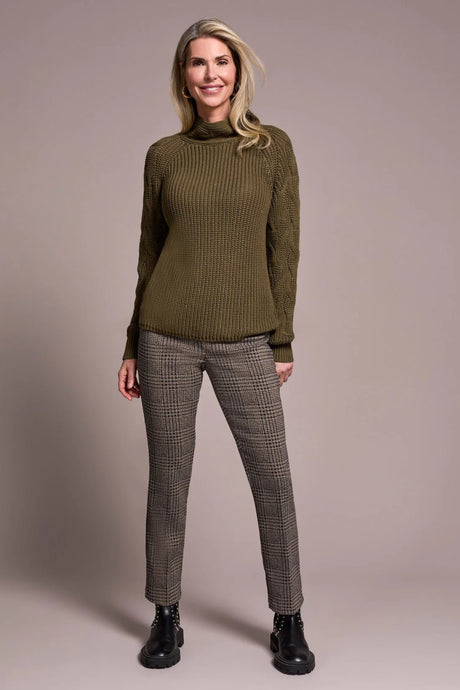 Tribal Women's Long Sleeve Mock Neck Cable Sweater - A&M Clothing & Shoes - Westlock