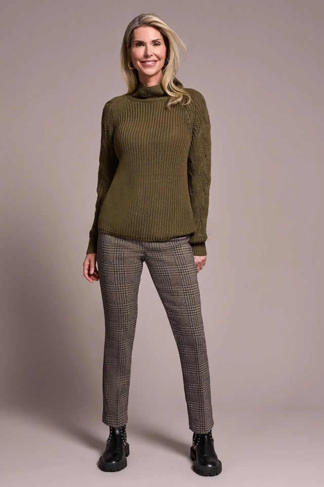 Tribal Women's Long Sleeve Mock Neck Cable Sweater - A&M Clothing & Shoes - Westlock