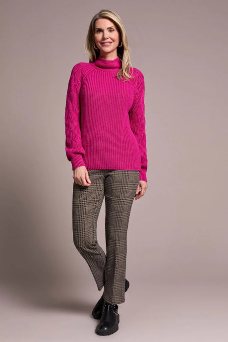Tribal Women's Long Sleeve Mock Neck Cable Sweater - A&M Clothing & Shoes - Westlock