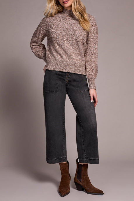 Tribal Women's Long Sleeve Mock Neck Sweater - Wood