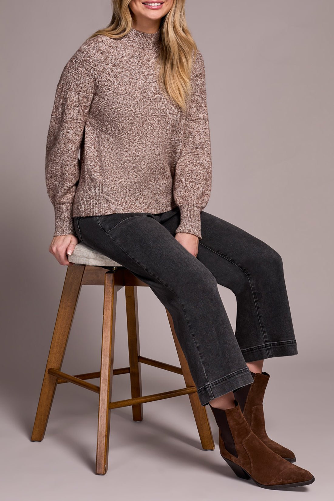 Tribal Women's Long Sleeve Mock Neck Sweater - A&M Clothing & Shoes - Westlock