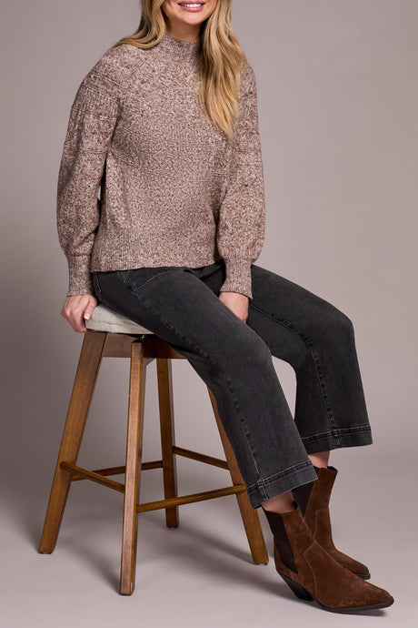Tribal Women's Long Sleeve Mock Neck Sweater - Wood