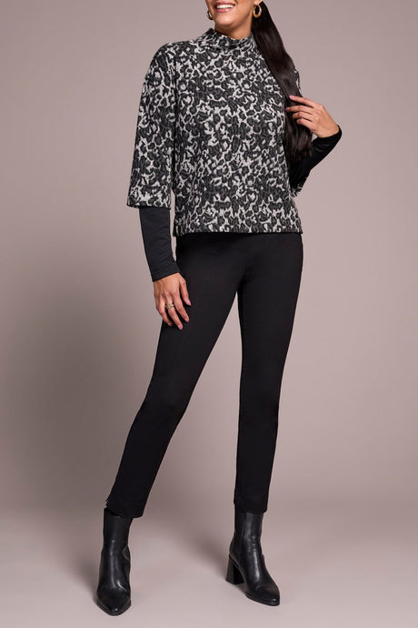 Tribal Women's Long Sleeve Mock Neck Top - Black