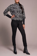Tribal Women's Long Sleeve Mock Neck Top - Black