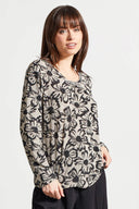 Tribal Women's Long Sleeve U-Neck Top - Frost