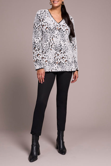 Tribal Women's Long Sleeve V-Neck Sweater - Moonstone