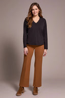 Tribal Women's Long Sleeve V-Neck Top - Black