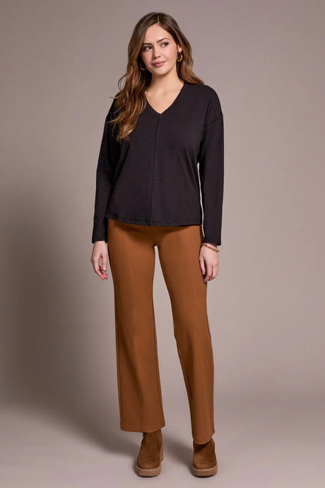 Tribal Women's Long Sleeve V-Neck Top - Black