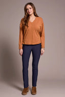 Tribal Women's Long Sleeve V-Neck Top - Bran