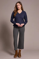 Tribal Women's Long Sleeve V-Neck Top - Sapphire