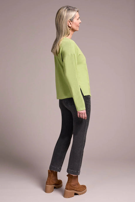 Tribal Women's Long Sleeve V-Neck Top - Wasabi