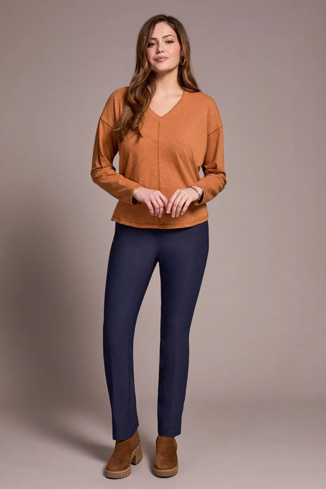 Tribal Women's Long Sleeve V-Neck Top - Bran