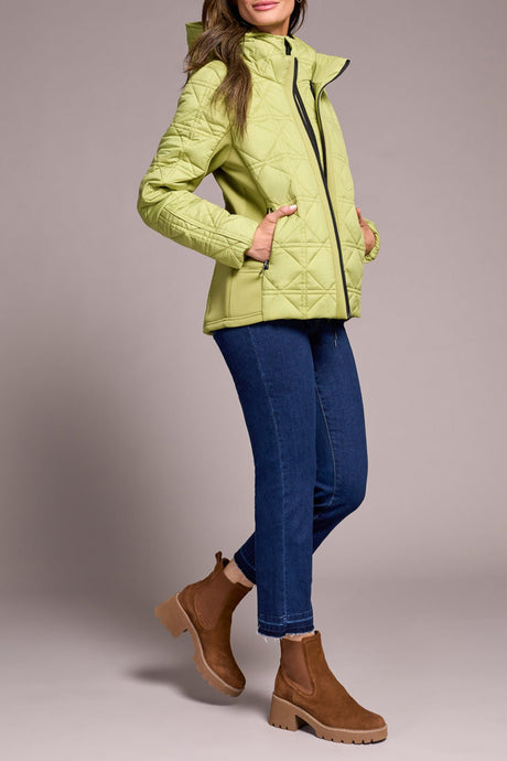 Tribal Women's Long Sleeve Zip Front Puffer - Wasabi