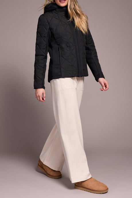 Tribal Women's Long Sleeve Zip Front Puffer - Black