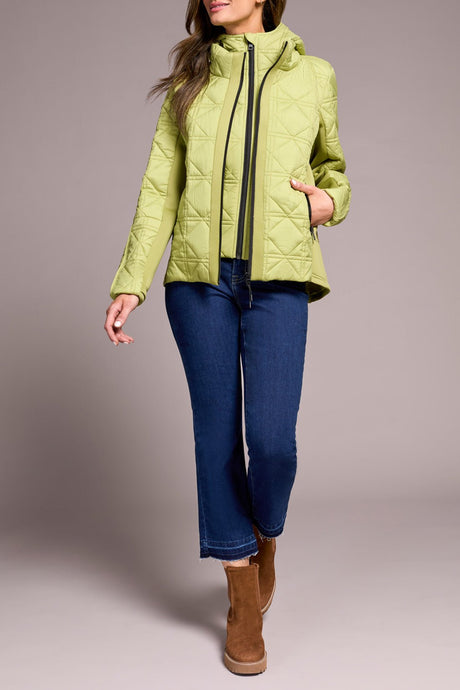 Tribal Women's Long Sleeve Zip Front Puffer - Wasabi