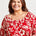 Tribal Women's Long Slv Peasant Top Plus - Scarlet