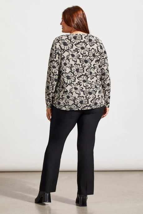 Tribal Women's Long Slv U-Neck Top Plus - Frost