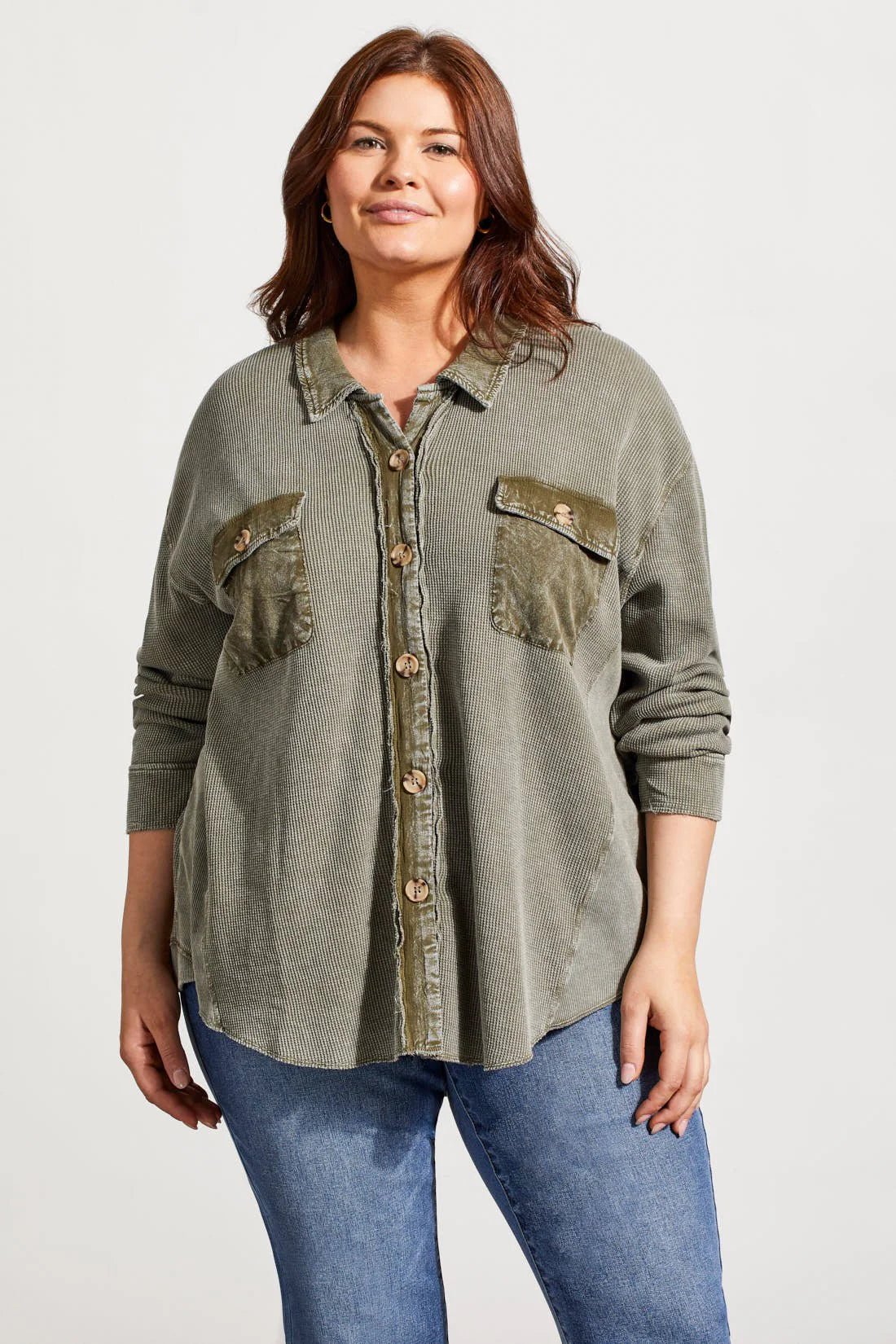 Tribal Women's Loose Shacket Plus - A&M Clothing & Shoes - Westlock