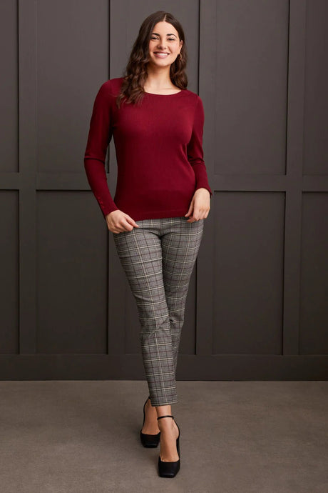 Tribal Women's LS Boat Neck Sweater - Bordeaux