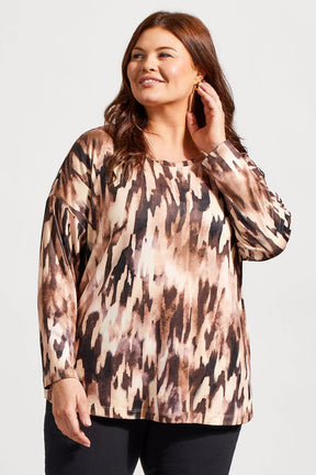 Tribal Women's LS Crew Neck Top Plus - Tan