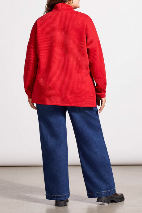 Tribal Women's LS Side Slits Tunic Plus - Scarlet
