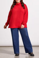 Tribal Women's LS Side Slits Tunic Plus - Scarlet