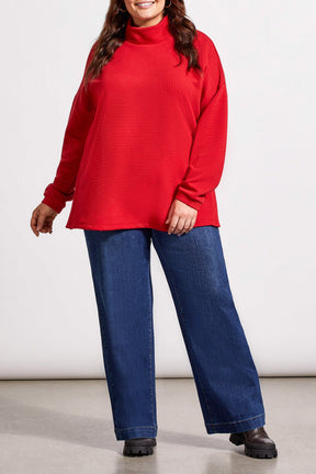 Tribal Women's LS Side Slits Tunic Plus - Scarlet