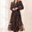 Tribal Women's Mixed Print Drama Smocking Details Dress - Rustic Brown