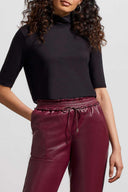 Tribal Women's Mock Neck Elbow Slv Top - Black