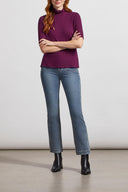 Tribal Women's Mock Neck Elbow Slv Top - Black Orchid