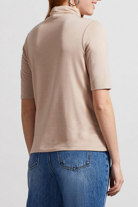 Tribal Women's Mock Neck Elbow Slv Top - Cashmere