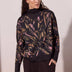 Tribal Women's Mock Neck Printed Combo Rib Top - Black