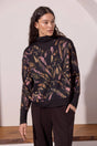 Tribal Women's Mock Neck Printed Combo Rib Top - Black