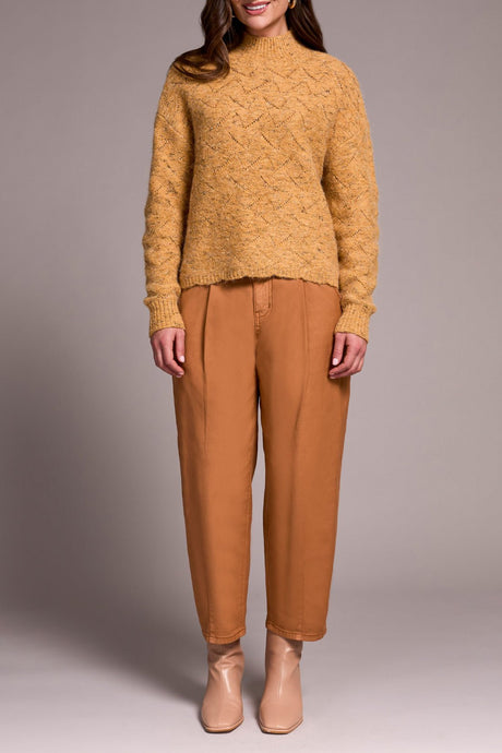 Tribal Women's Mock Neck Puff Sleeve Sweater - Tumeric