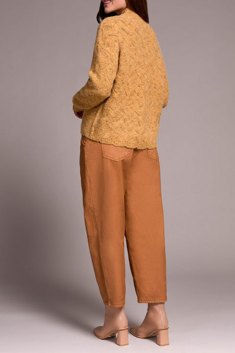 Tribal Women's Mock Neck Puff Sleeve Sweater - Tumeric