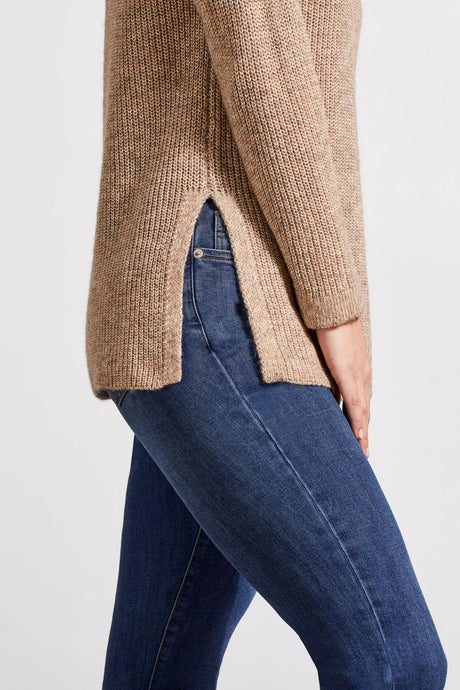 Tribal Women's Mock Neck Tunic Sweater - Nutshell