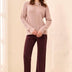 Tribal Women's Pointelle Button-Back Long Sleeve Sweater - Violet Ice
