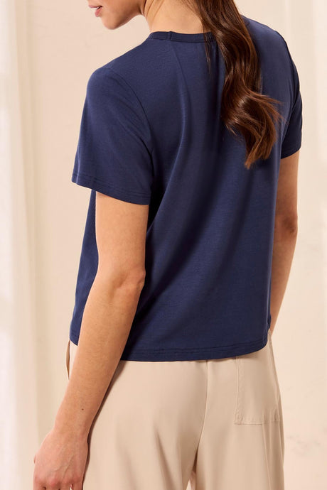 Tribal Women's Premium Modal Ultra-Soft Short Sleeve Crew Neck Tee - Jet Blue