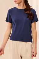 Tribal Women's Premium Modal Ultra-Soft Short Sleeve Crew Neck Tee - Jet Blue