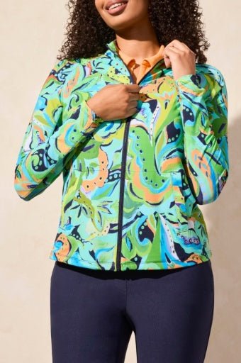 Tribal Women's Printed Mock Neck Cardigan - Jungle