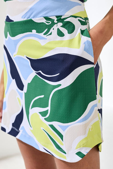 Tribal Women's Pull On Round Hem Skort - Floral Lime