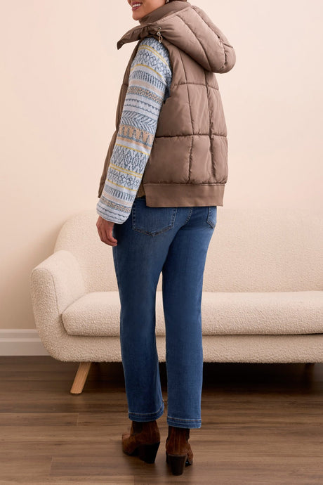 Tribal Women's Quilted Removable Hood Vest - Fossil