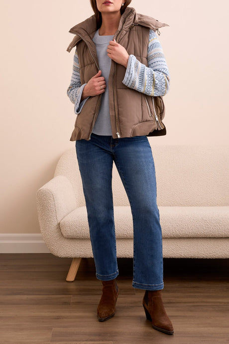 Tribal Women's Quilted Removable Hood Vest - Fossil