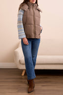 Tribal Women's Quilted Removable Hood Vest - Fossil